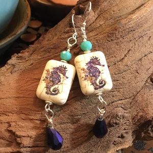 Seahorse Stone Dangle Earrings